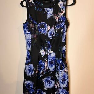 Floral Black and Blue Dress with pockets